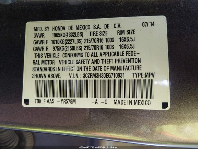 3CZRM3H30EG710931 Honda CR-V LX