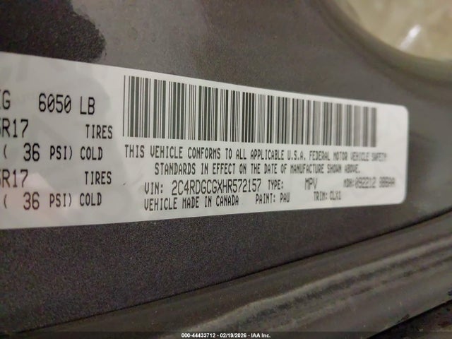 Aukcja sprzedaży 2017 Dodge Grand Caravan Sxt, vin: 2C4RDGCGXHR572157, numer aukcji: 44433712