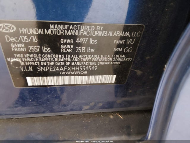 5NPE24AFXHH534549 Hyundai SONATA SE