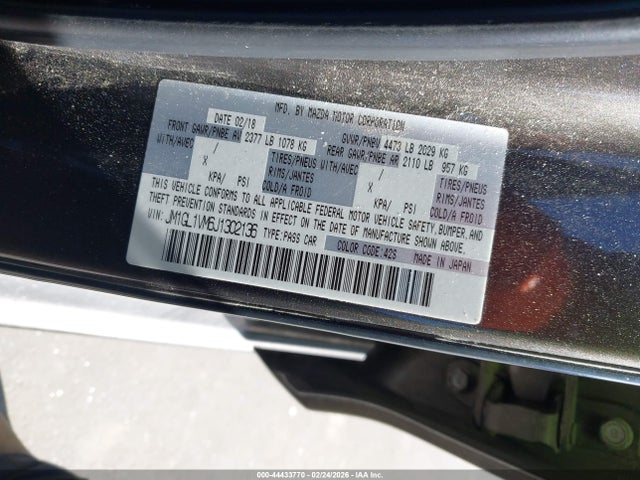 Aukcja sprzedaży 2018 Mazda Mazda6 Touring, vin: JM1GL1VM6J1302136, numer aukcji: 44433770