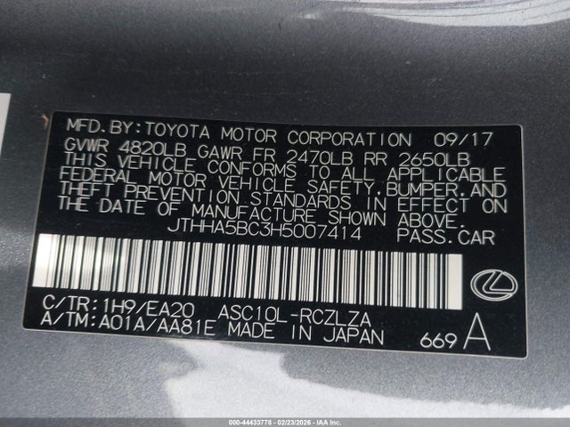 2017 LEXUS RC 200T JTHHA5BC3H5007414 Photo 8