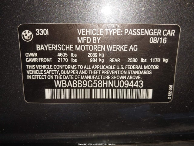 WBA8B9G58HNU09443 BMW 330I