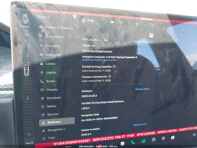 Aukcja sprzedaży 2021 Tesla Model S Long Range Dual Motor All-wheel Drive, vin: 5YJSA1E59MF440421, numer aukcji: 44433801