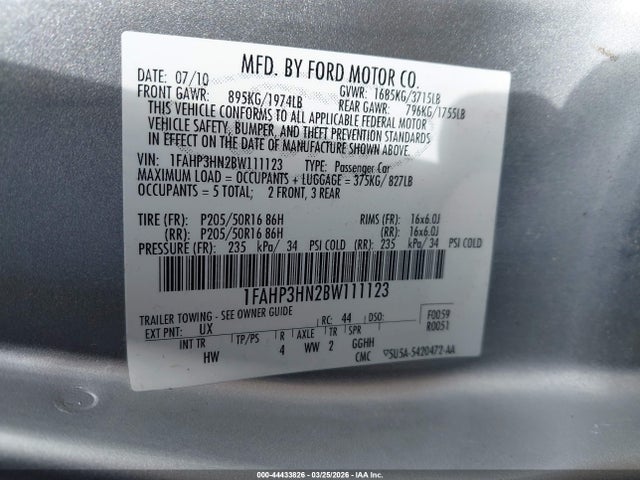 2011 FORD FOCUS 1FAHP3HN2BW111123 Photo 8