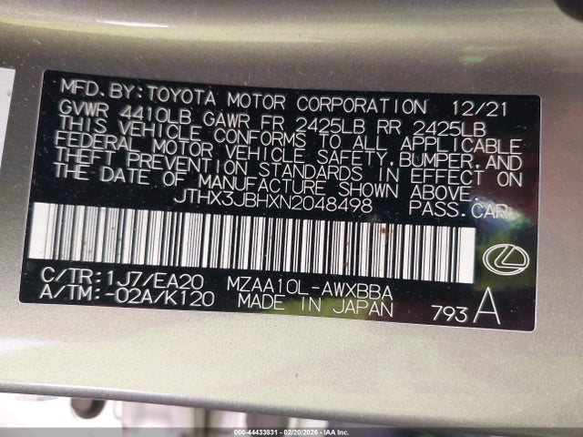 2022 LEXUS UX 200 JTHX3JBHXN2048498 Photo 8