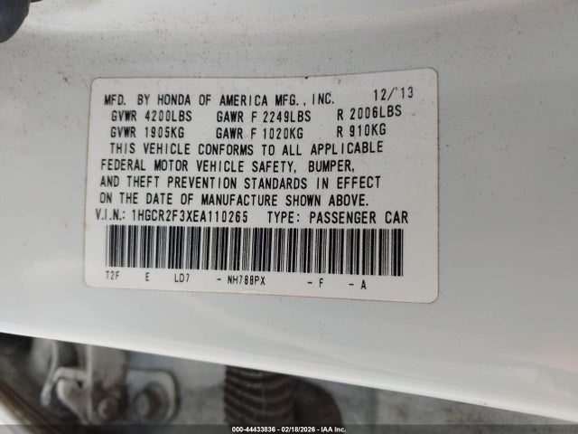Honda ACCORD LX 2014 1HGCR2F3XEA110265 Image 9