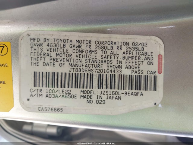 Продажа на аукционе авто 2002 Lexus Gs 300, vin: JT8BD69S720164433, номер лота: 44433867