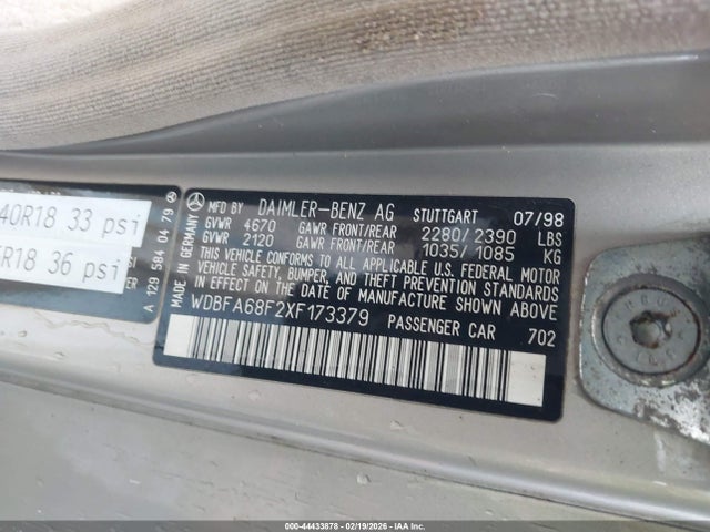 1999 MERCEDES-BENZ SL 500 WDBFA68F2XF173379 Photo 8