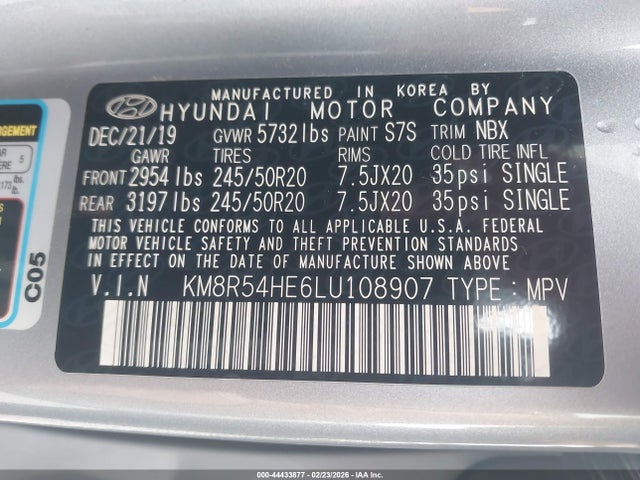 Aukcja sprzedaży 2020 Hyundai Palisade Limited, vin: KM8R54HE6LU108907, numer aukcji: 44433877