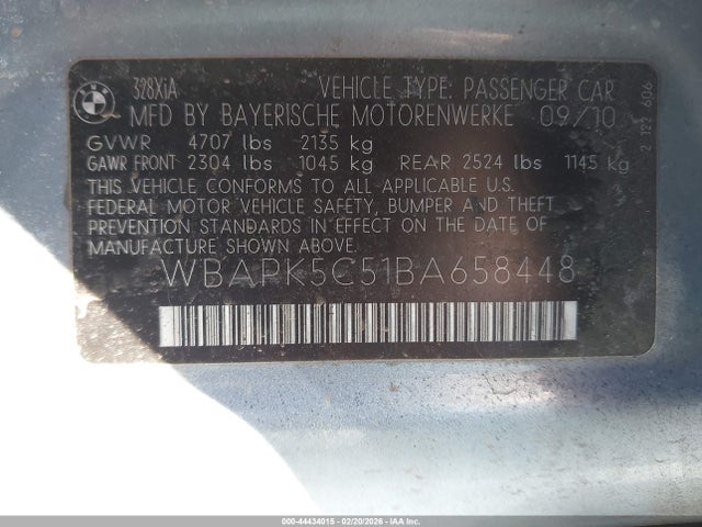 Продажа на аукционе авто 2011 Bmw 328i Xdrive, vin: WBAPK5C51BA658448, номер лота: 44434015