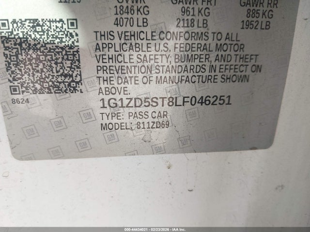 2020 CHEVROLET MALIBU 1G1ZD5ST8LF046251 Photo 8