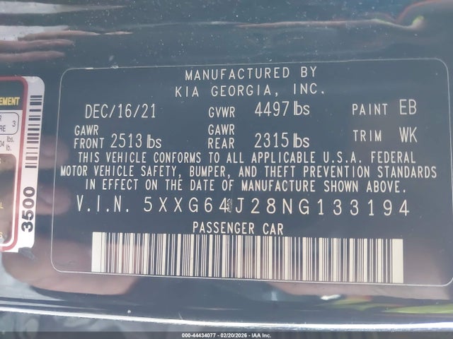 2022 KIA K5 5XXG64J28NG133194 Photo 8