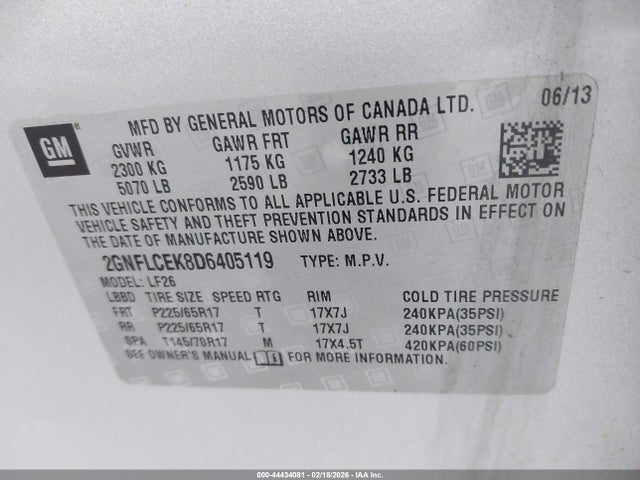 2013 CHEVROLET EQUINOX 2GNFLCEK8D6405119 Photo 8