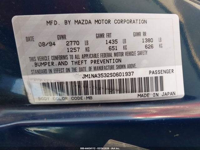 Aukcja sprzedaży 1995 Mazda Mx-5 Miata, vin: JM1NA3532S0601937, numer aukcji: 44434112