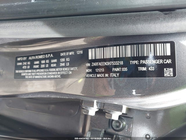 2017 ALFA ROMEO GIULIA ZARFAEEN3H7533218 Photo 8