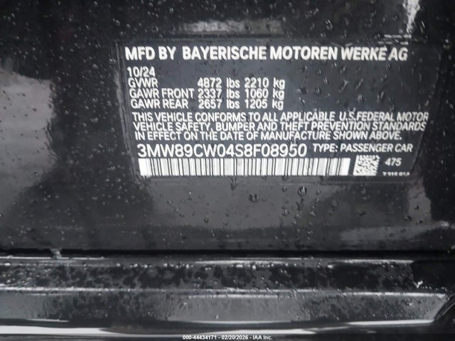Aukcja sprzedaży 2025 Bmw 330i Xdrive, vin: 3MW89CW04S8F08950, numer aukcji: 44434171