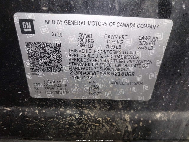 2GNAXVEX8K6218868 Chevrolet EQUINOX LT