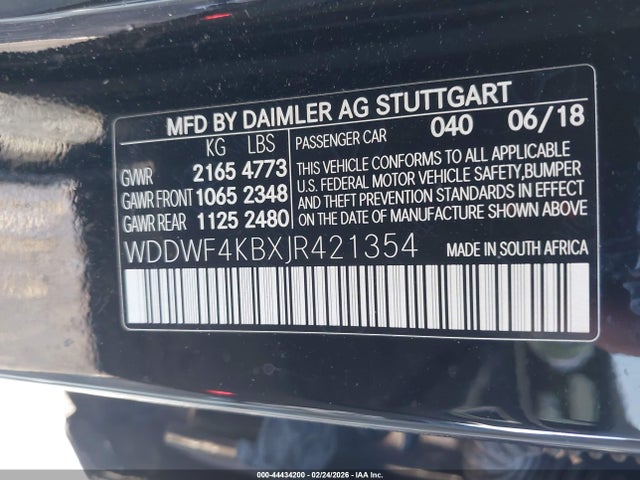 2018 Mercedes-benz C 300 4matic მანქანა იყიდება აუქციონზე, vin: WDDWF4KBXJR421354, აუქციონის ნომერი: 44434200
