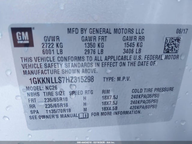 1GKKNLLS7HZ315298 GMC Acadia Sle-2