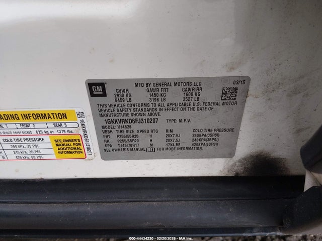2015 Gmc Acadia Slt-1 მანქანა იყიდება აუქციონზე, vin: 1GKKVRKD6FJ310207, აუქციონის ნომერი: 44434230