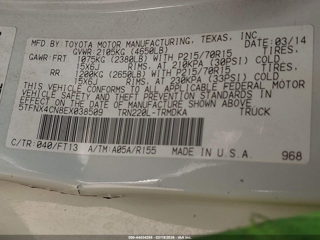 5TFNX4CN8EX038509 Toyota Tacoma