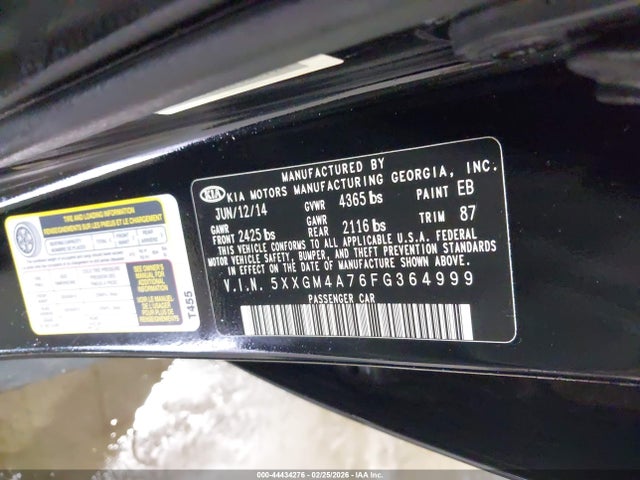 5XXGM4A76FG364999 KIA Optima Lx