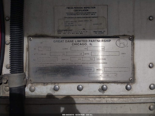 Продаж на аукціоні авто 2013 Great Dane Trailers Great Dane Trailers, vin: 1GRAA9620DB708232, номер лоту: 44434318