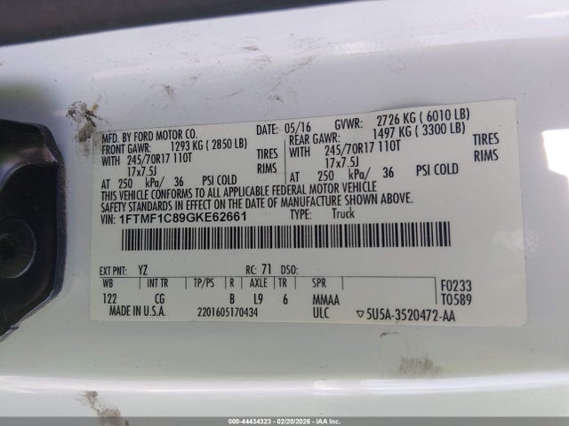 1FTMF1C89GKE62661 Ford F-150 Xl