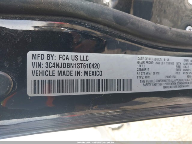 Продажа на аукционе авто 2025 Jeep Compass Latitude 4x4, vin: 3C4NJDBN1ST610420, номер лота: 44434371