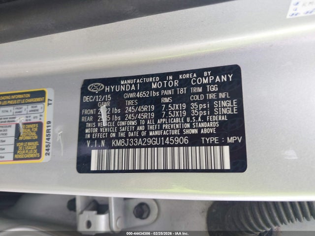 2016 HYUNDAI TUCSON KM8J33A29GU145906 Photo 8