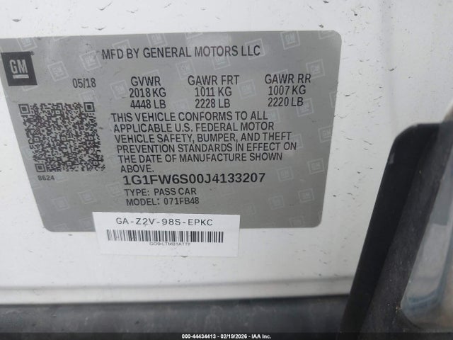 1G1FW6S00J4133207 Chevrolet BOLT EV LT