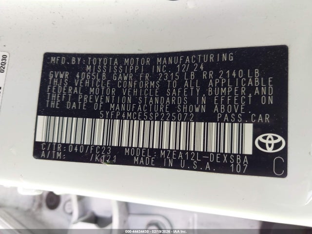 Toyota COROLLA SE 2025 5YFP4MCE5SP225072 Image 9