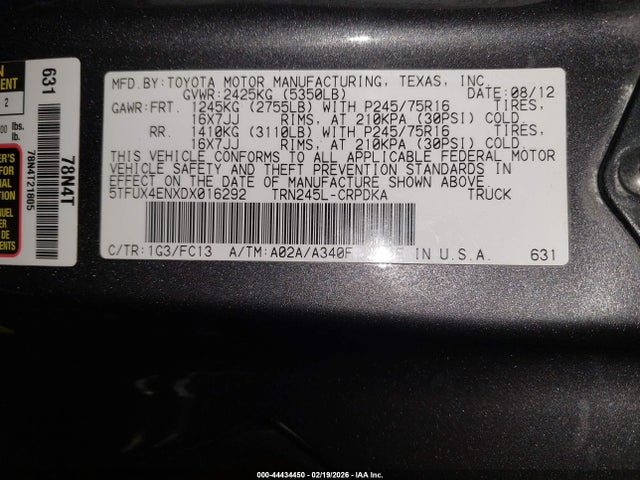 2013 TOYOTA TACOMA 5TFUX4ENXDX016292 Photo 8