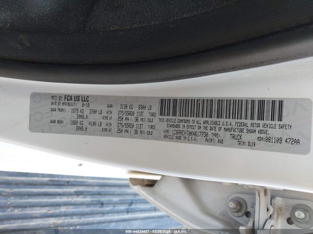 Продажа на аукционе авто 2019 Ram 1500 Limited  4x2 5'7 Box, vin: 1C6RREHT0KN617730, номер лота: 44434457