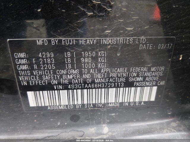4S3GTAA66H3729113 Subaru Impreza 2.0i