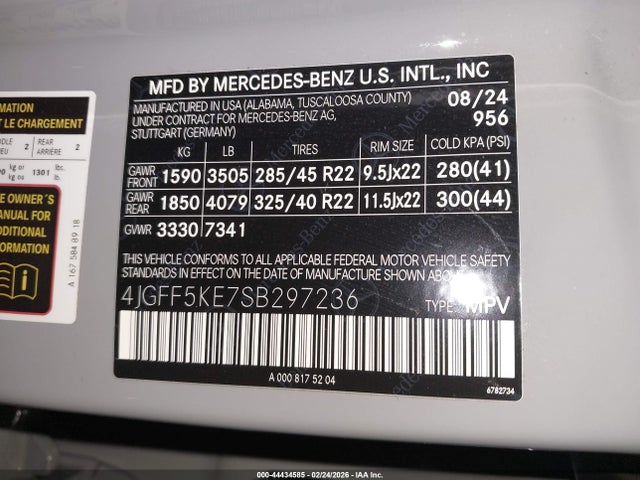 Продажа на аукционе авто 2025 Mercedes-benz Gls 450 4matic, vin: 4JGFF5KE7SB297236, номер лота: 44434585