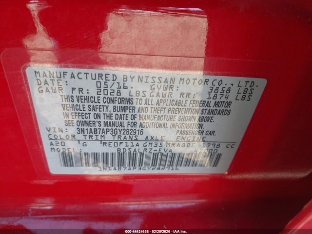 Nissan SENTRA SR 2016 3N1AB7AP3GY282916 Image 9