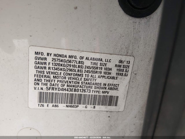 Aukcja sprzedaży 2014 Acura Mdx Technology Package, vin: 5FRYD4H43EB012673, numer aukcji: 44434677