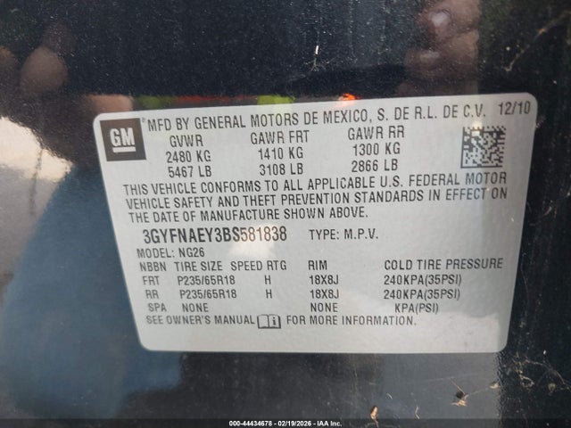 2011 CADILLAC SRX 3GYFNAEY3BS581838 Photo 8