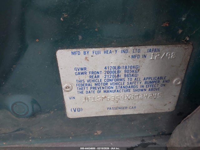 Продаж на аукціоні авто 1999 Subaru Forester L, vin: JF1SF6359XG724245, номер лоту: 44434688