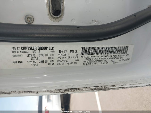 44434714 :رقم المزاد ، 1C6RR6FG0DS529874 vin ، 2013 Ram 1500 Tradesman مزاد بيع