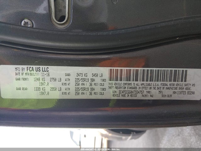 Продаж на аукціоні авто 2017 Dodge Journey Crossroad Plus, vin: 3C4PDCGG0HT554757, номер лоту: 44434718
