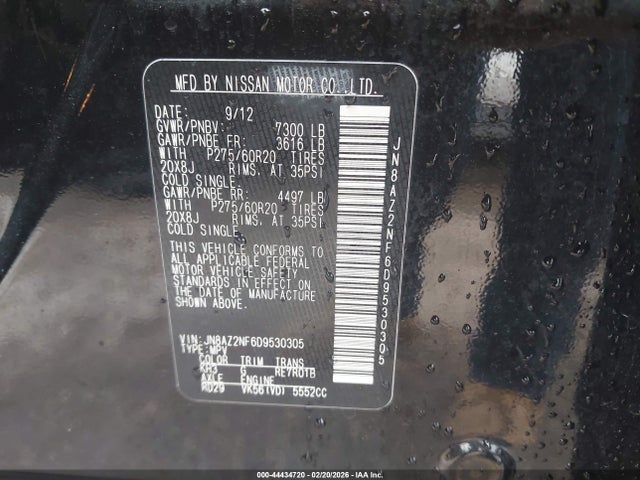 Продажа на аукционе авто 2013 Infiniti Qx56, vin: JN8AZ2NF6D9530305, номер лота: 44434720