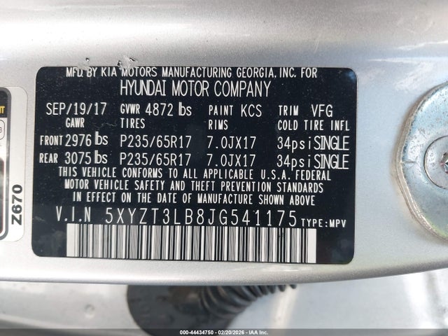 Продаж на аукціоні авто 2018 Hyundai Santa Fe Sport 2.4l, vin: 5XYZT3LB8JG541175, номер лоту: 44434750