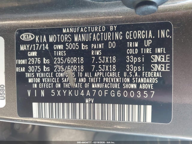 2015 KIA SORENTO 5XYKU4A70FG600357 Photo 8