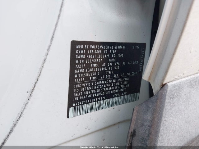 Aukcja sprzedaży 2014 Volkswagen Tiguan Se, vin: WVGAV3AX1EW575324, numer aukcji: 44434848