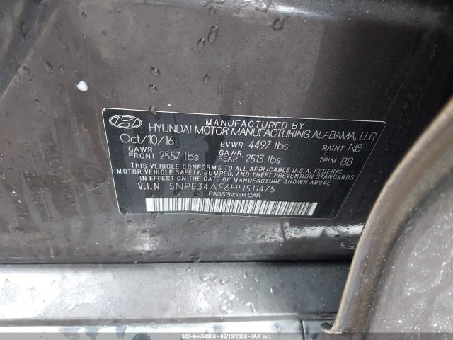 Hyundai Sonata Limited 2017 5NPE34AF6HH511475 Image 9