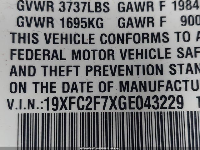 Honda CIVIC EX 2016 19XFC2F7XGE043229 Image 9