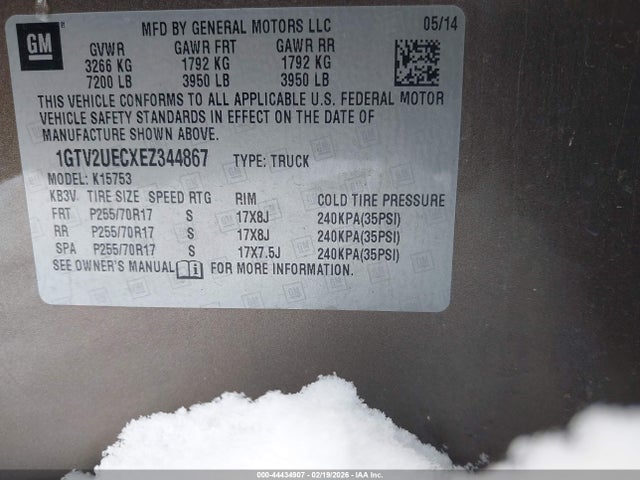 Aukcja sprzedaży 2014 Gmc Sierra 1500 Sle, vin: 1GTV2UECXEZ344867, numer aukcji: 44434907