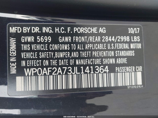 Продаж на аукціоні авто 2018 Porsche Panamera Turbo, vin: WP0AF2A73JL141364, номер лоту: 44434946